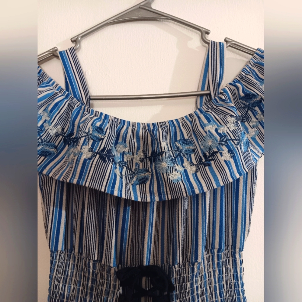 Knitworks Girls Striped Blue Jumpsuit. Size 7.